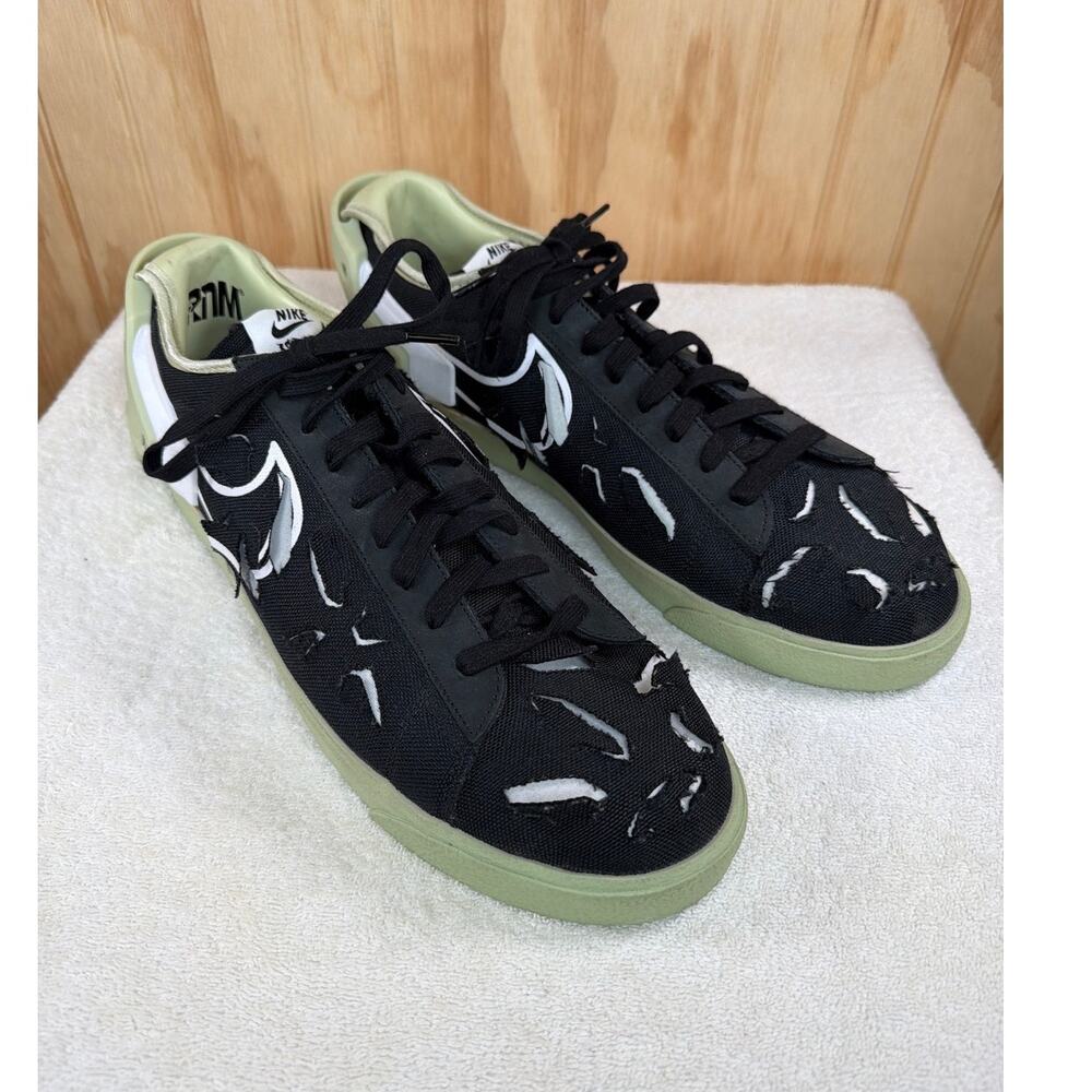 Nike x ACRONYM Blazer Low Black Olive Aura Distressed Laser Cut Sneakers Size 14